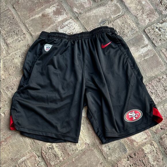 Nike Men's Black and Red San Francisco Dry Fit Athletic Training Shorts Size L - Picture 1 of 9